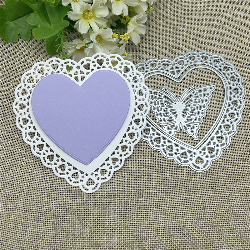 

Heart Butterfly Set Metal cutting dies mold Round hole label tag Scrapbook paper craft knife mould blade punch stencils dies