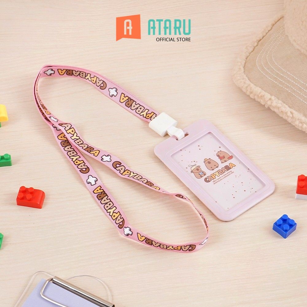 

Ataru Id Card Holder Capybara - Pink Tempat Kartu Lanyard Name Tag Holder Id Card Holder Lucu