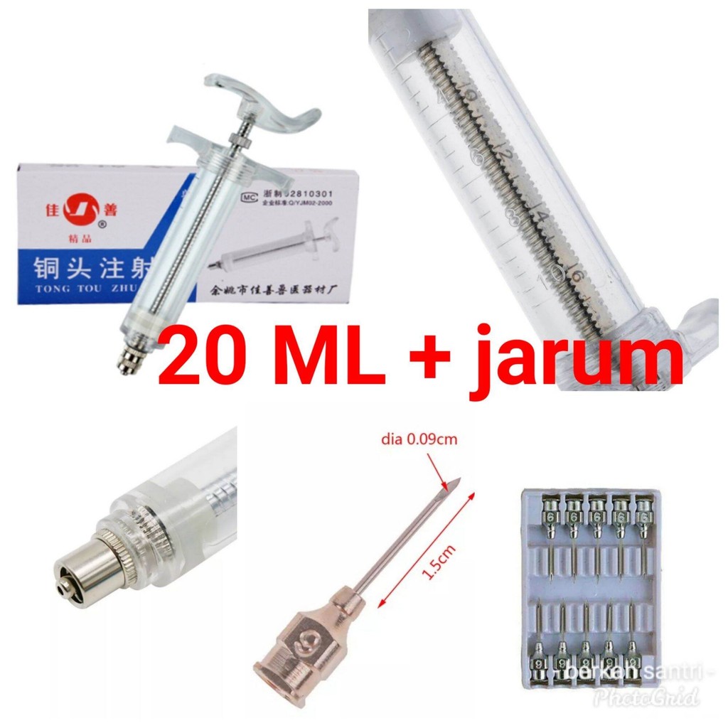 SUNTIKAN AYAM vaksin obat bebek bukan SOCOREX MEDION - jarum suntik hewan 20 ml plus jarum 10 pcs DO