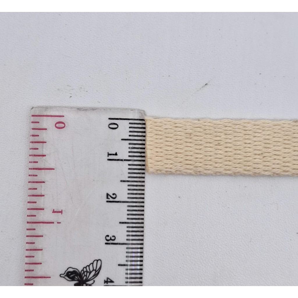 METERAN Webbing Katun  Tebal 1,5cm Warna Cream