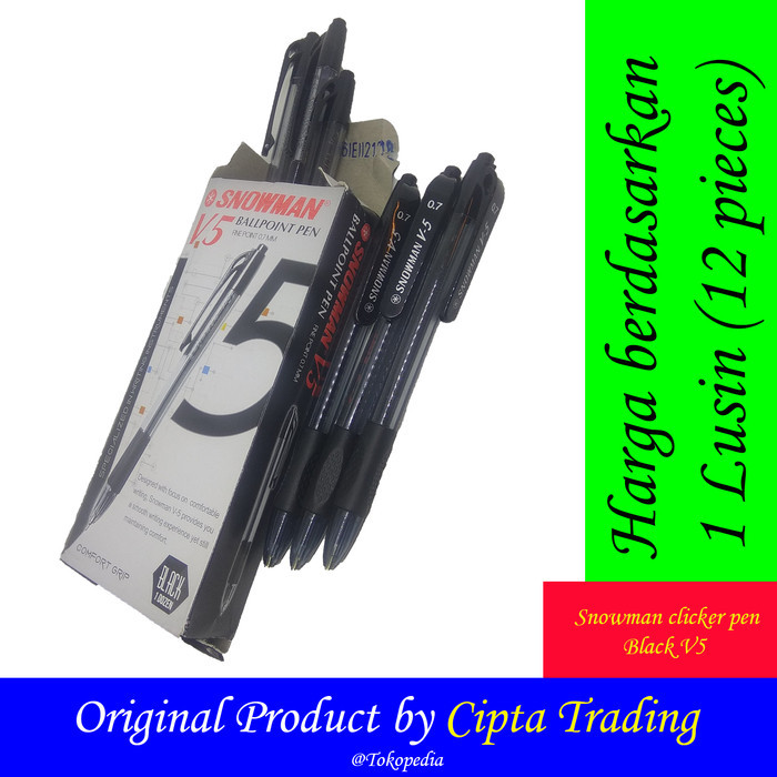 

[Best Seller] Ball Point Pen - Snowman - V5 (Per dozen) - Hitam