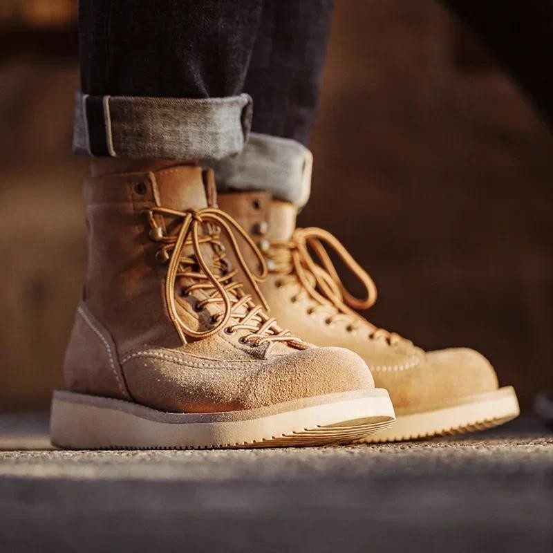 Maden 2023 Winter New Ankle Boots Men's Vintage Suede Leather Desert Boots Casual Warm Safety Shoes 