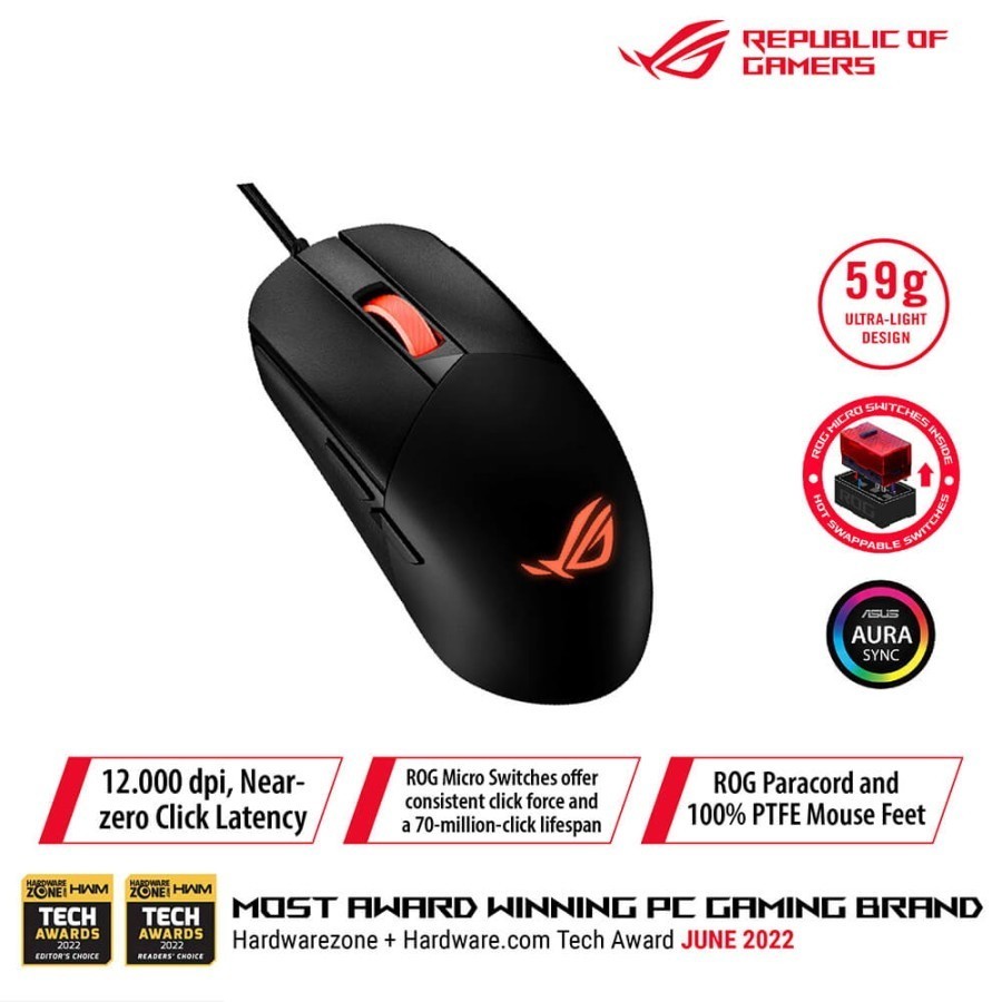 Mouse Gaming ASUS ROG Strix Impact III Gaming Mouse Semi-Ambidextrous Wired