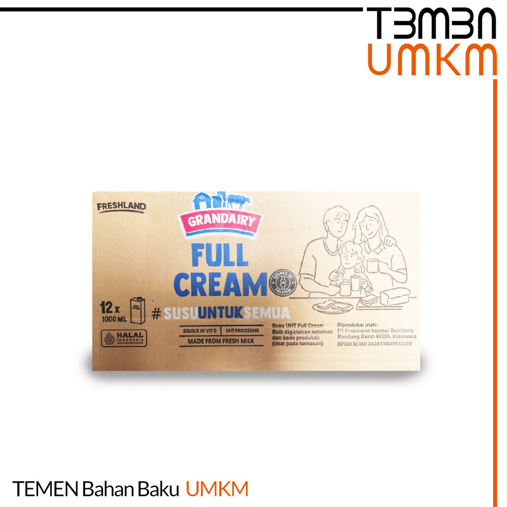 

Grandairy UHT Full Cream Milk 1 Karton (12 x 1 Liter) - Susu Premium untuk Keluarga