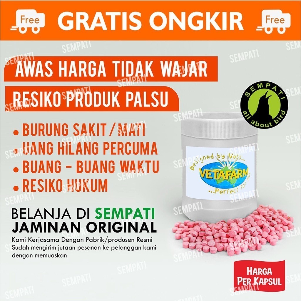 SEMPATI MULTIVET VETAFARM VITAMIN BURUNG MERPATI RECOVERY JAMU DOPING PIL MERPATI IMPORT PIGEON PILL
