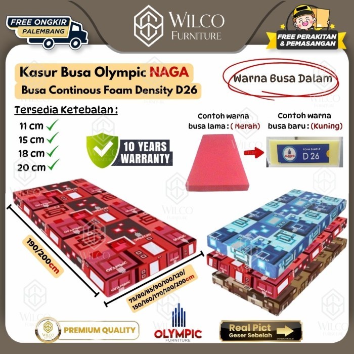 Kasur Busa Olympic Naga Density D26 | Matras Continous Foam Olympic D26 | Kasur Busa Murah Palembang