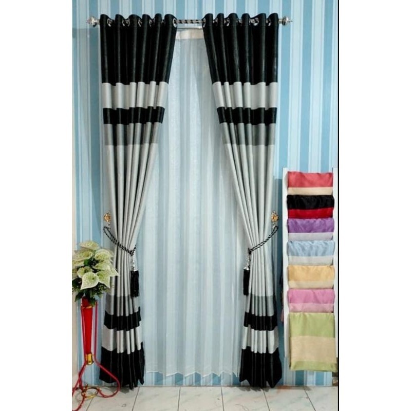 GordenRumah Jendela Minimalis Modern Bahan Pelangi Gorden Jendela Gorden Pintu  1 Set Gorden (2ps) d