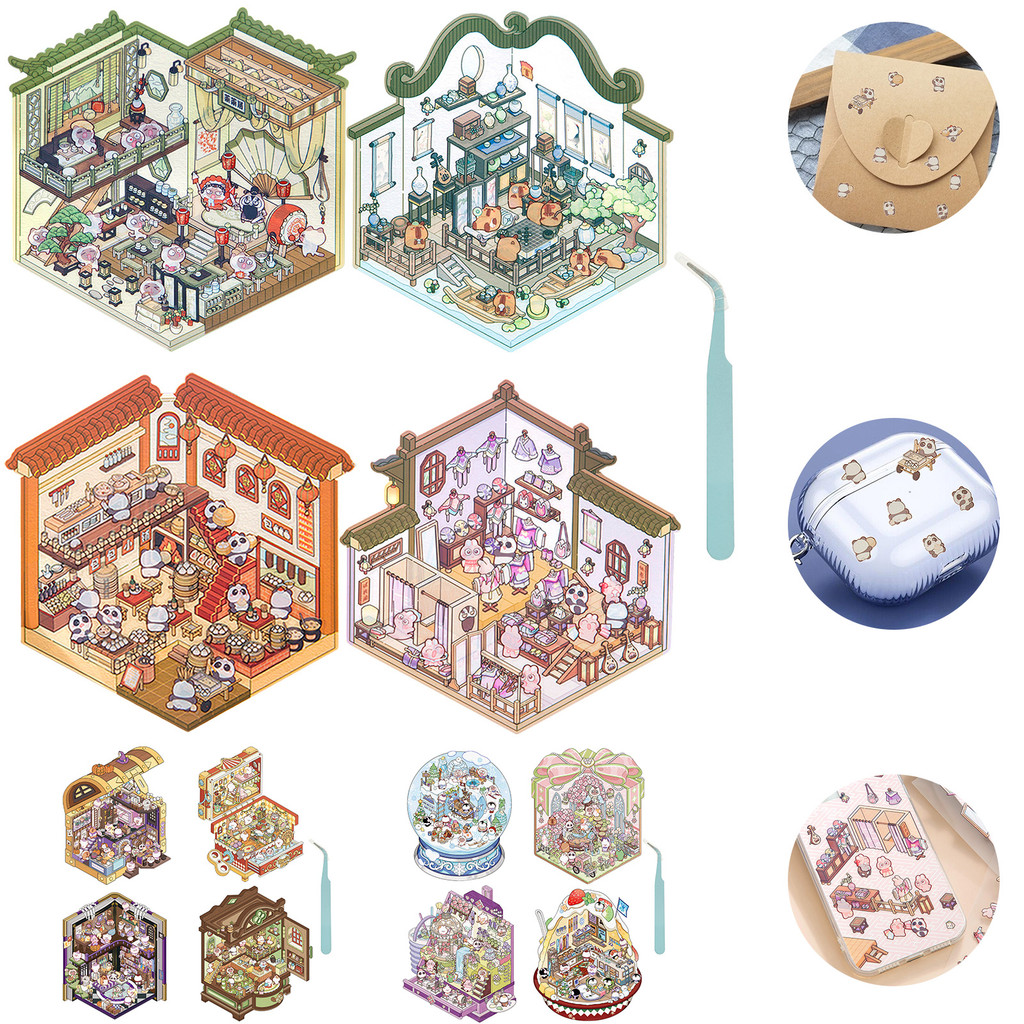 

Landscape Sticker Collection Book Album DIY Cartoon Scene 3D Miniature Scenes Toy Game Festival Birthday Gift for Kid Girl Child
