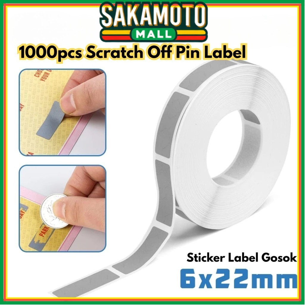 

1000pcs Scratch Off Pin Label Sticker Label Gosok PIN Voucher Polos Scratch 6 X 22mm Penutup BR096