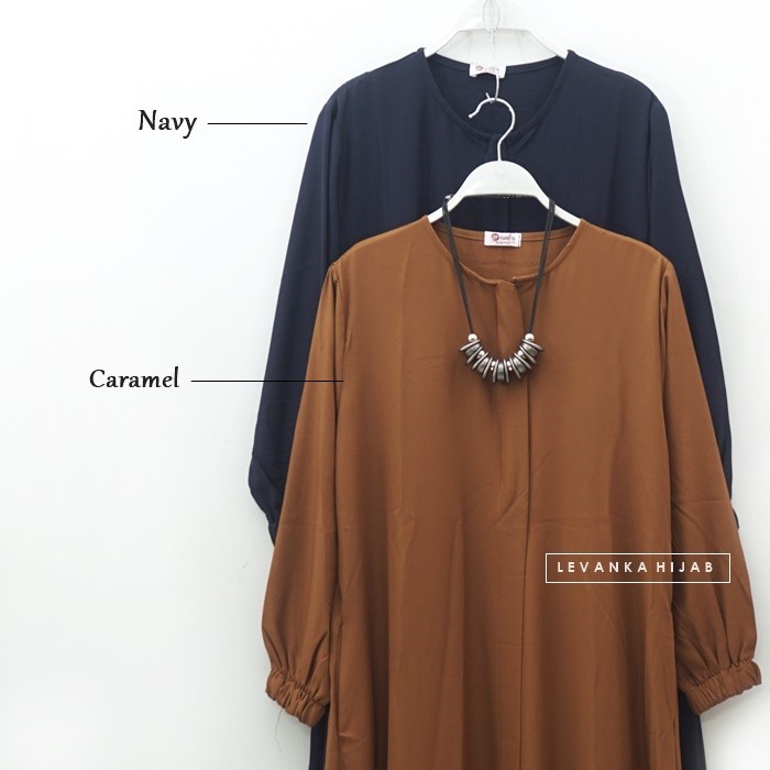 Gamis Terbaru Biya Dress Bahan Shakila ukuran Allsize fit to XL - Caramel