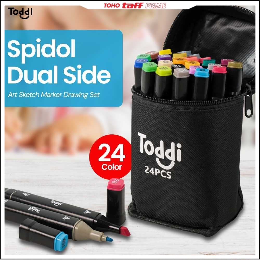 

Toddi Spidol Dual Side Fine Art Marker Brush Double Tip 1.0mm 6.0mm - CY-006