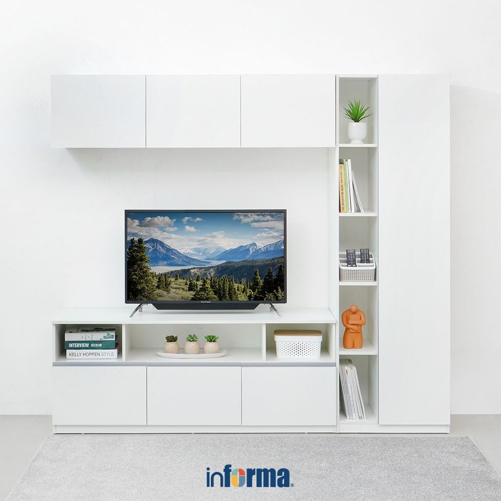 Informa Finn Set Lemari Tv Modular Left - Putih Entertainment Centre Cabinet Meja Rack Television Ka