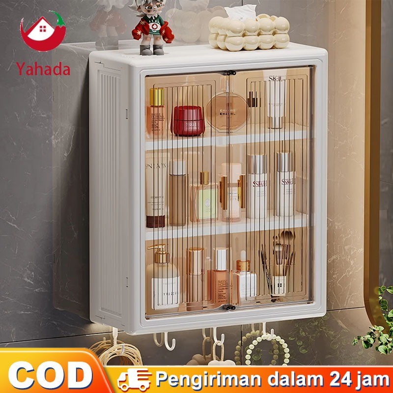 Yahada Rak Dinding Tempel Rak Kamar Mandi Tempel Rak Bumbu Dapur Dinding Plastik Dapur Lemari Dindin