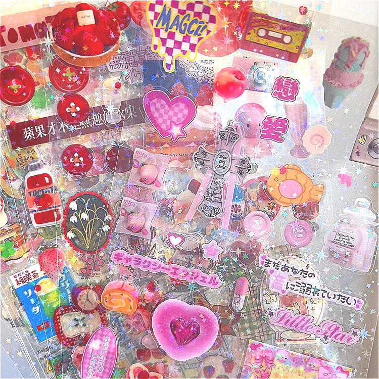 6pcs Sparkling Y2K Stickers Toploader Collage Material Decoration Stickers for Phone Journal Kawaii 