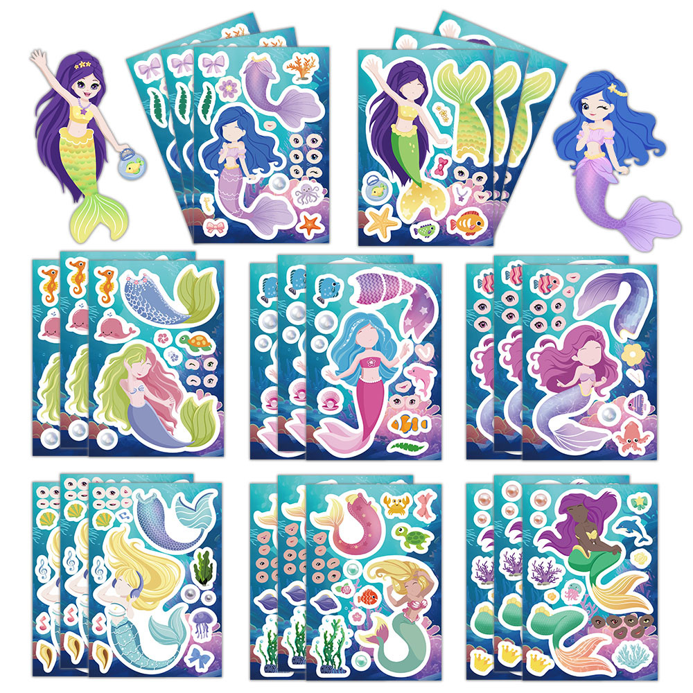 

8PCS Creative Mermaid Sticker diy Notebook Handbook Sticker Material Sticker