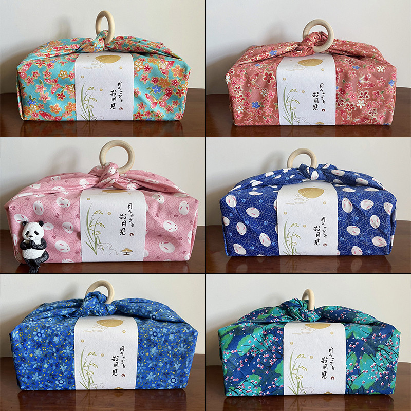 

Japanese Style Handkerchief Furoshiki Polyester Material Bento Wrapping Cloth Square Napkin Lunch Wrapping Towel Gift