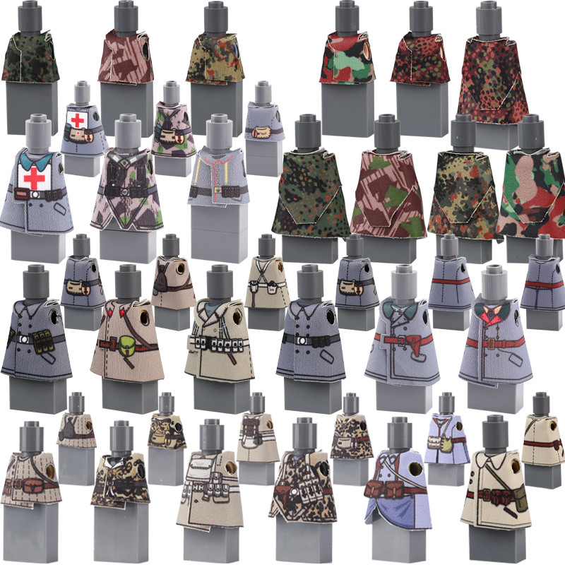 WW2 Soldier Military Solsier Figures Accessories Building Blocks Printed Cape Army Camouflage Coat C