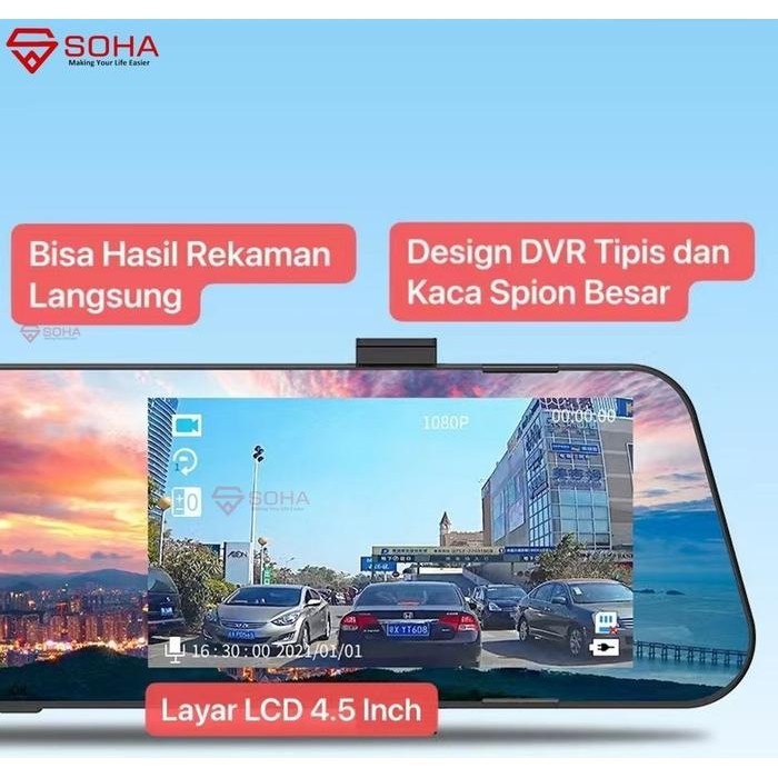 promo  -Kamera Mobil Spion CCTV Mobil DVR Dasbor Cam di Spion 2 AM-30 Kamera Depan Belakang FULL HD 