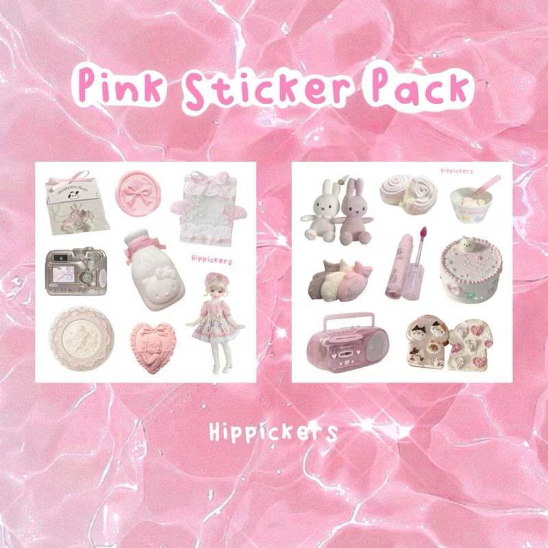 

Journamm.id Pink Sticker Pack Aesthetic Coquette Retro Black Brownie Blue