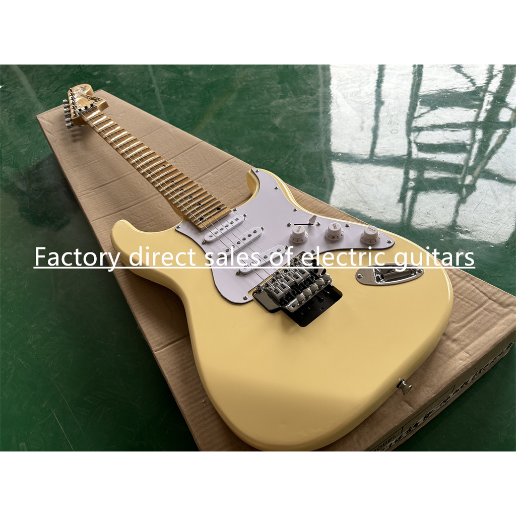 Yngwie Malmsteen Cream yellow Big Headstock Electric Guitar , Scalloped Fingerboard, Tremolo Bridge