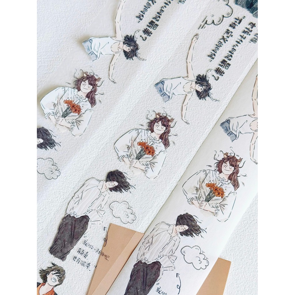 

XiYue Studio Vintage Lovely Spring Breeze Girl Washi PET Tape for Planner Card Making DIY Scrapbooking Plan Decorative Sticker