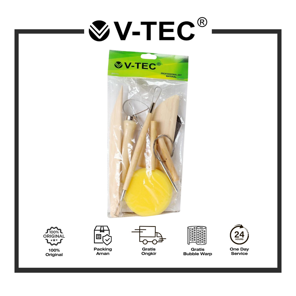 

V-TEC CLAY TOOL SET + SPOON/ALAT UKIR CLAY/CLAY TOOL TYPE E005 ISI 8 PCS