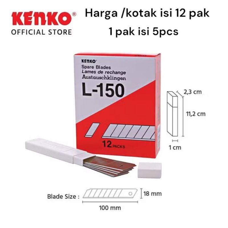Isi Cutter Kenko L-150 Besar 1 kotak isi 12pak  / Refil cutter murah