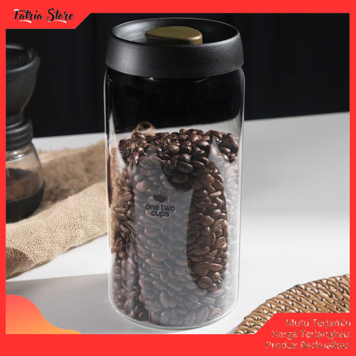 Toples Kedap Udara Kaca Vacuum Kopi Gula Tutup Plastik Besar Bening - Fatria Store