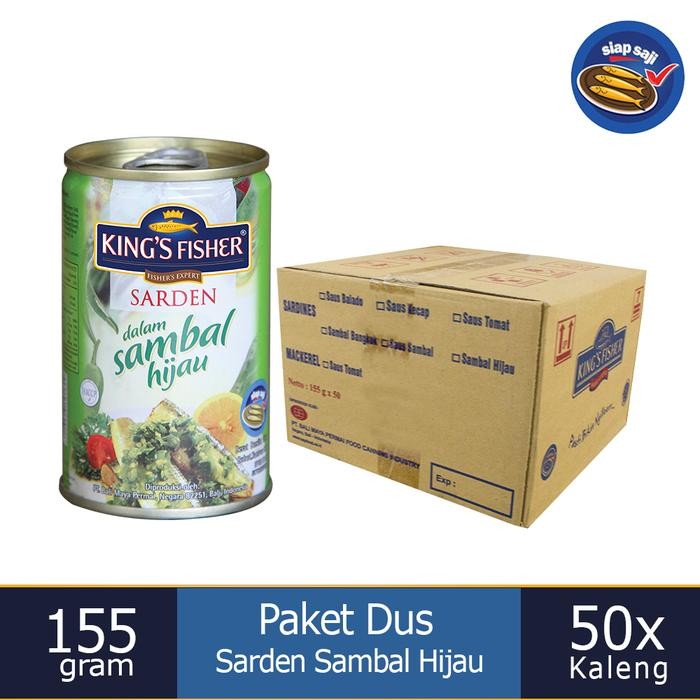

Paket 1 dus 50pc King's Fisher Sarden mini Sambal Hijau Kaleng 155g