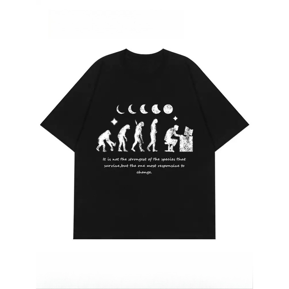 MCM KAOS boxy pencetakan Amerika Retro Mode jalanan  kaos pria wanita atasan Lengan Pendek T-shirt s