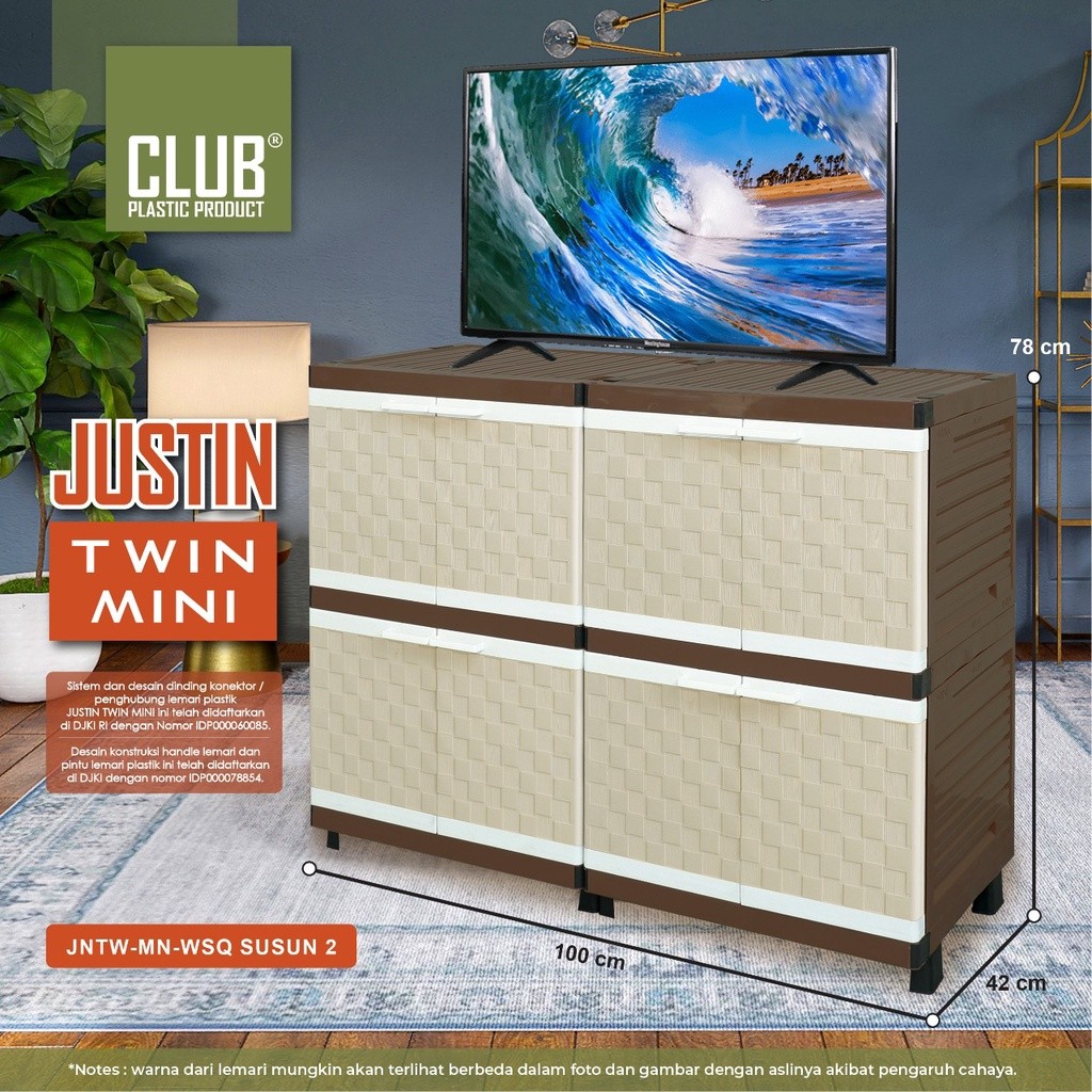 Rak TV Club Minimalis Serbaguna Susun Justin Twin Mini Club - 2 Susun - 3 Susun Lemari Pakaian / Lem