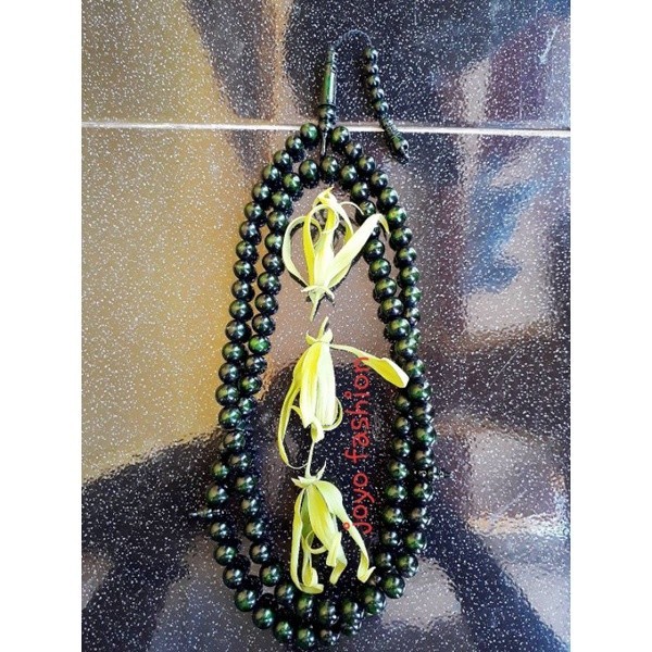 TASBIH KALUNG FOSIL AKAR BAHAR HIJAU ASLI 99 BUTIR