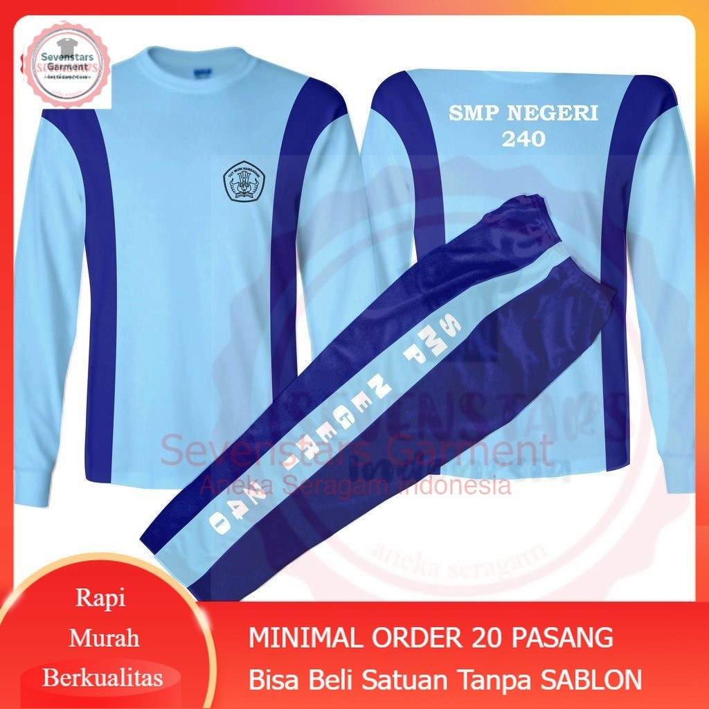 Seragam Olahraga SMA Lengan Pendek-Celana Panjang+Sablon