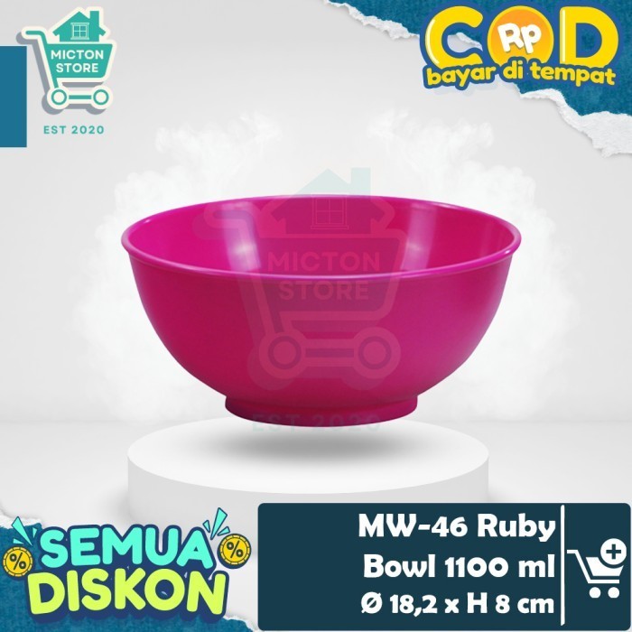 HOMTON Lion Star MW-46 Ruby Bowl 1100 ml Mangkok Makan Mangkuk Gelas Es Buah Salad Es Krim Scoop Kua
