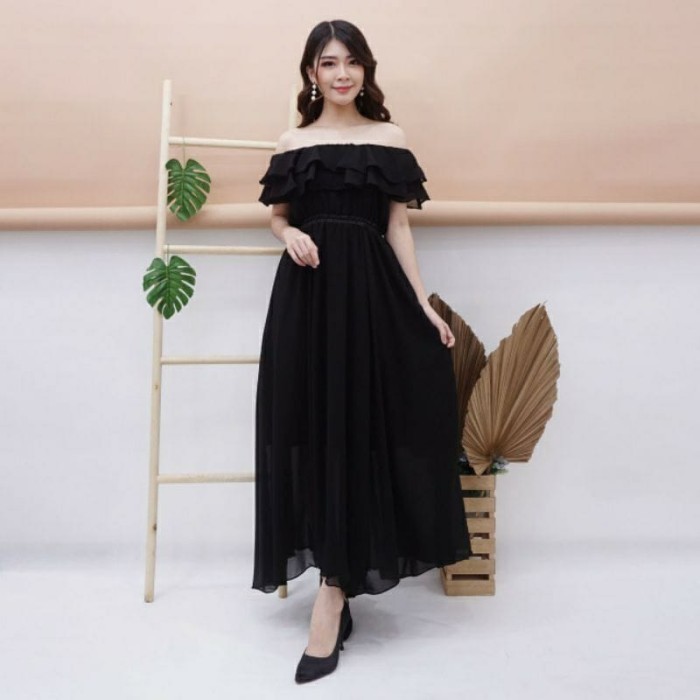 ✨LARIS✨ -DRESS PUTIH PANJANG | DRESS SABRINA DEWASA | BAJU PANTAI WANITA - maroon