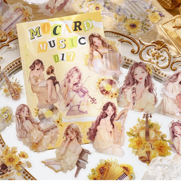 

[Gongjin] 40pcs Stiker Mocard Music Plant Journal Sticker Bujo Scrapbook Girl Korean Aesthetic Estetik