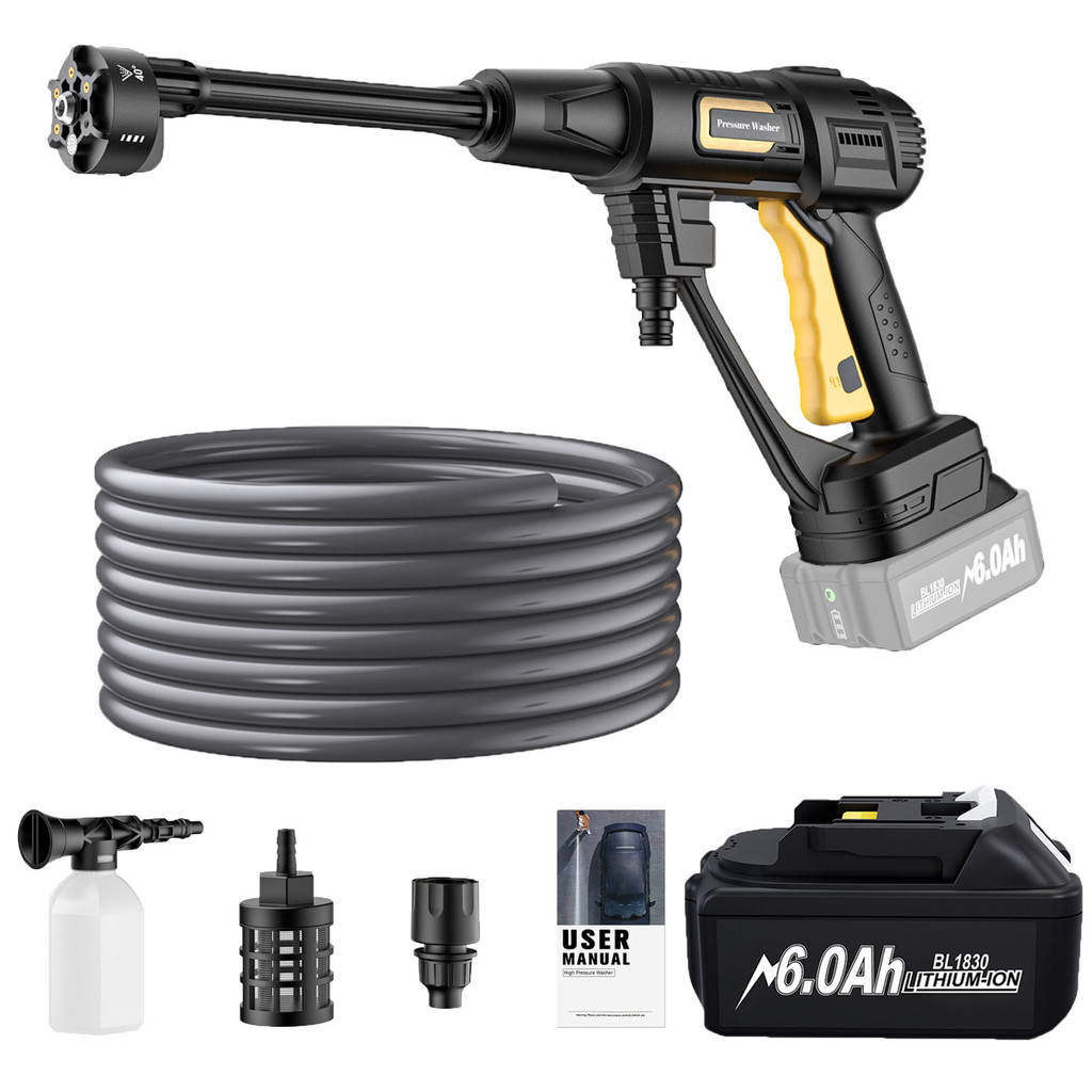 BL1830 New Cordless High Pressure Car Wash Washer Gun Long Water Pipe 18V Battery Water Gun Wash Cor