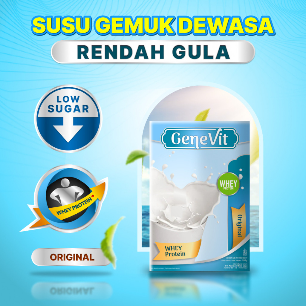 

Susu GENEVIT || Susu Gemuk Ideal Dewasa || Dengan Whey Protein Plus & Rendah Gula