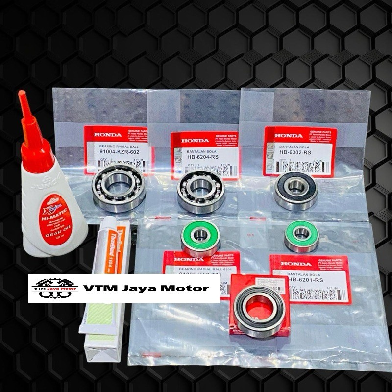 Bearing rasio gir box bearing gardan Honda vario 125 Honda vario 150 set 6 pcs plus lem dan oli gard