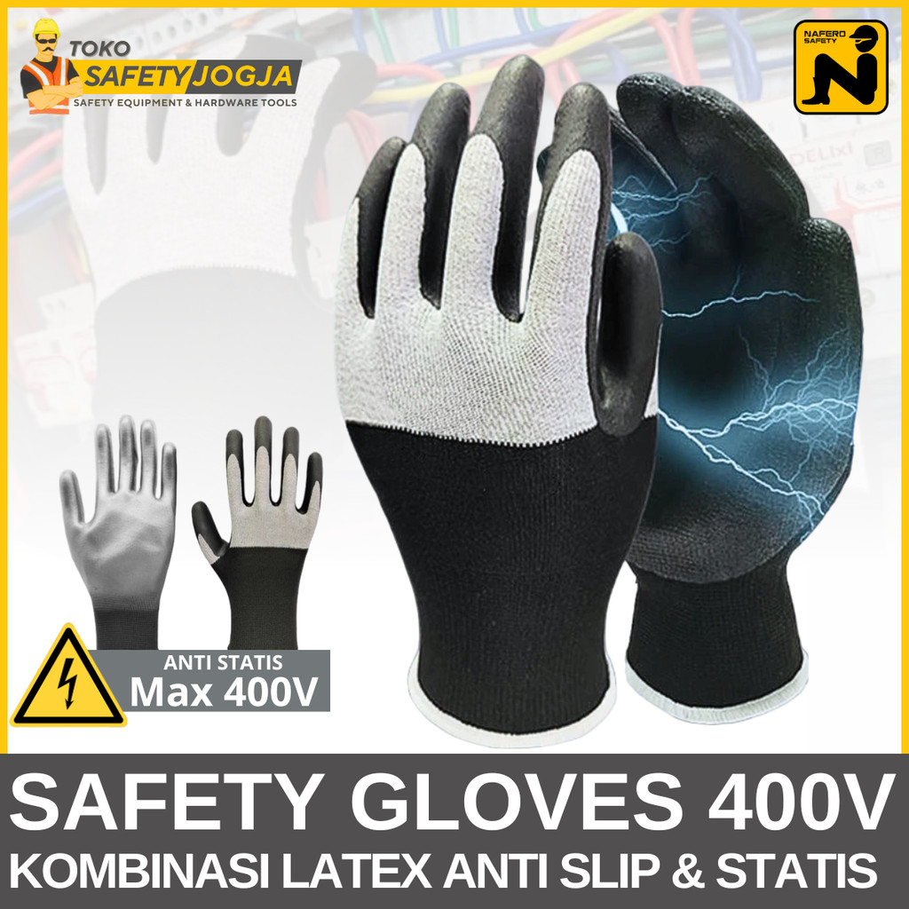 Sarung Tangan Anti Statis Insulasi Listrik 400V HGSAFETY Sarung Tangan Karet Latex Insulasi Gloves