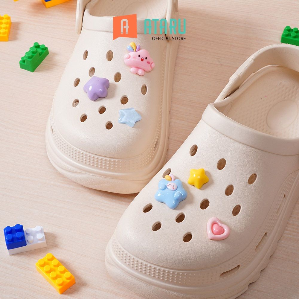 Ataru Set 6 Pcs Aksesoris Sandal Stars Shoes Charm Bitz Sendal Bits Sandal Hiasan Sepatu Sendal Lucu