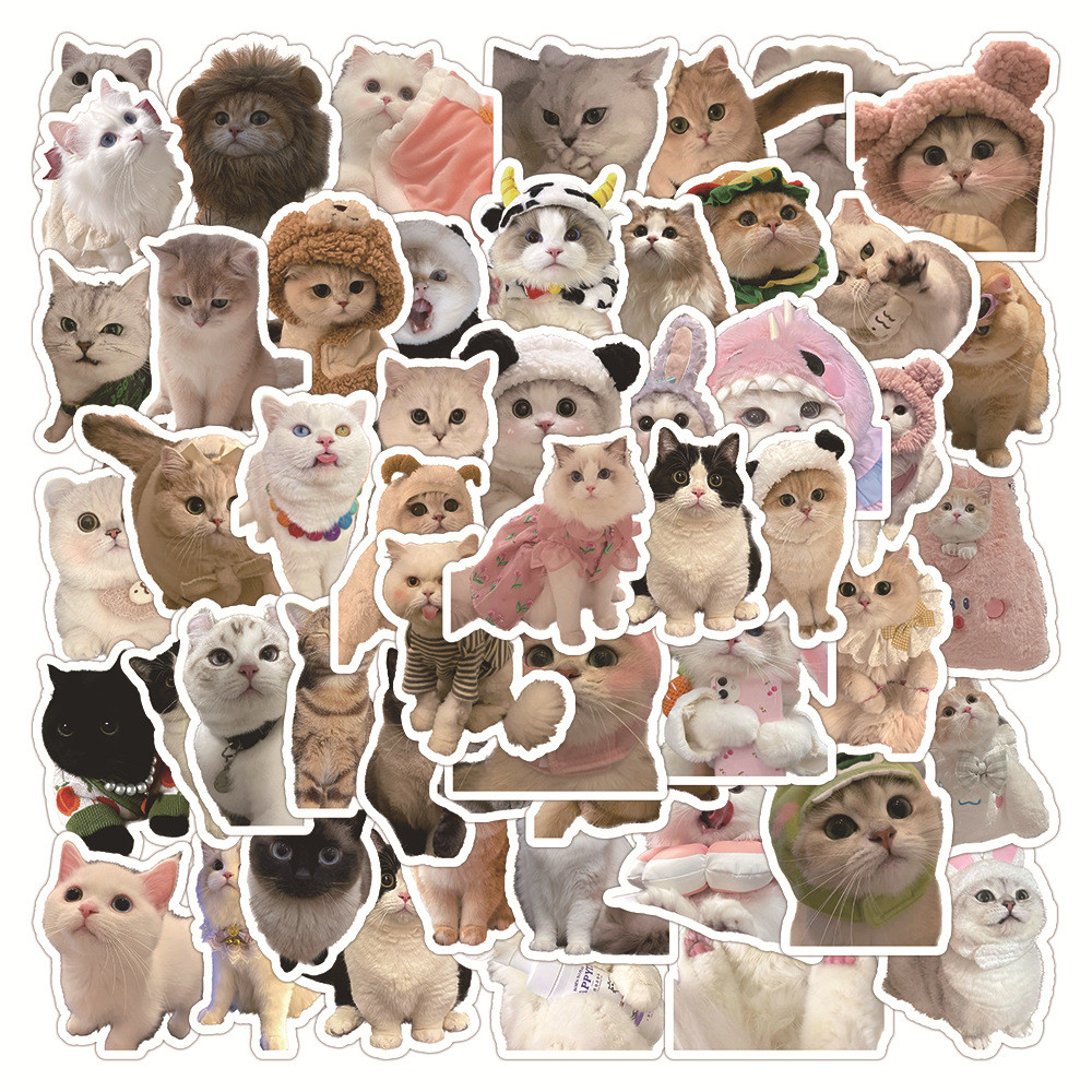 

10/30/60Pcs Cartoon Cat Waterproof Graffiti Sticker Aesthetic Decorative Luggage Cup Guitar Laptop Phone Notebook Kids Stickers