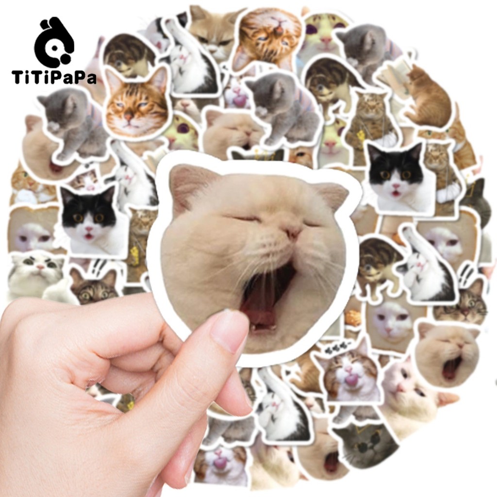 

46 Buah Kucing Lucu Menghadapi Stiker Dekoratif Kecil, Masing-Masing 2, Dekorasi Notebook Sepeda Skateboard Seluler DIY.