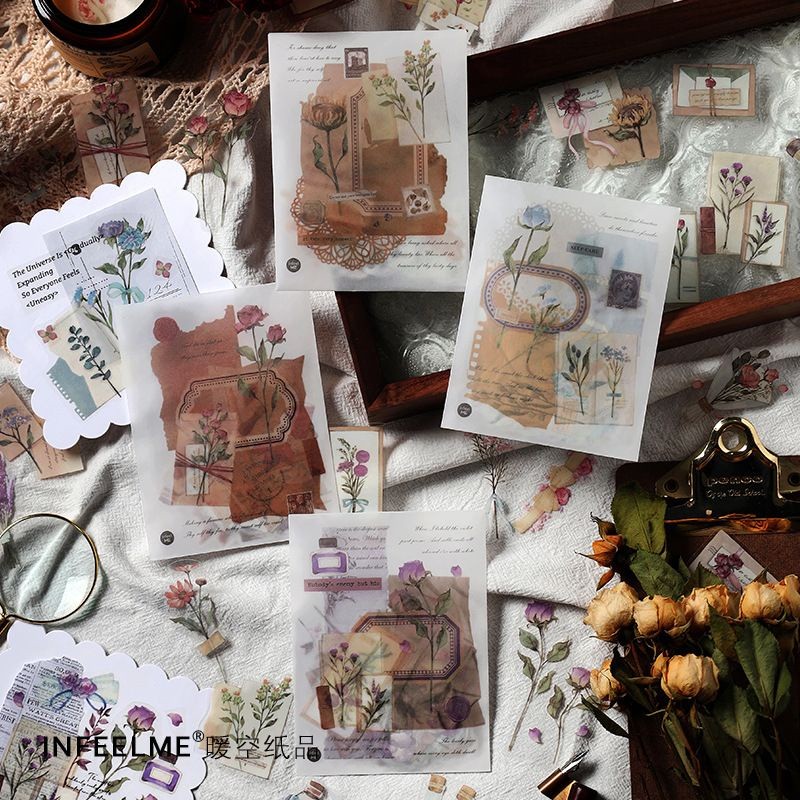 

40pcs Garden Season Series Sticker Pack Journaling Deco Sticker Vintage Style Binder Jurnal Scrapbook Stiker Bunga