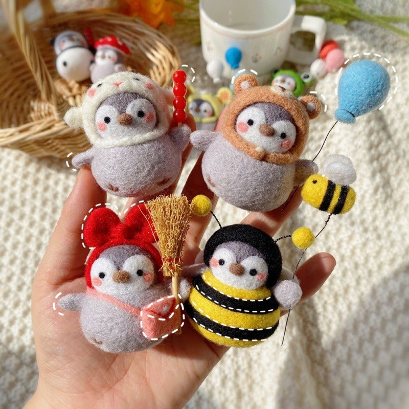 

23 styles Penguin Wool Felt Diy Couple Doll Accessories Material Pack Kawaii Handmade Craft Stitch Needlework Wool Felt Gift