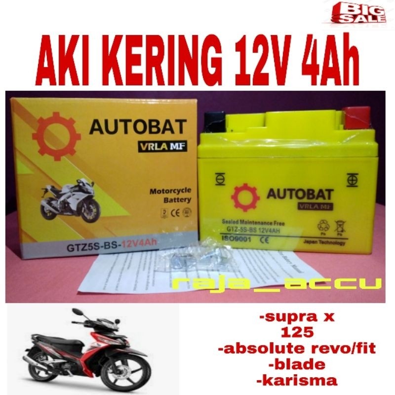 PL64YE AKI MOTOR, REVO ABSOLUTE,SUPRA X 125,REVO LAMA,REVO FIT, BLADE, AUTOBAT GTZ 5/YTX4L-BS 12V 4H