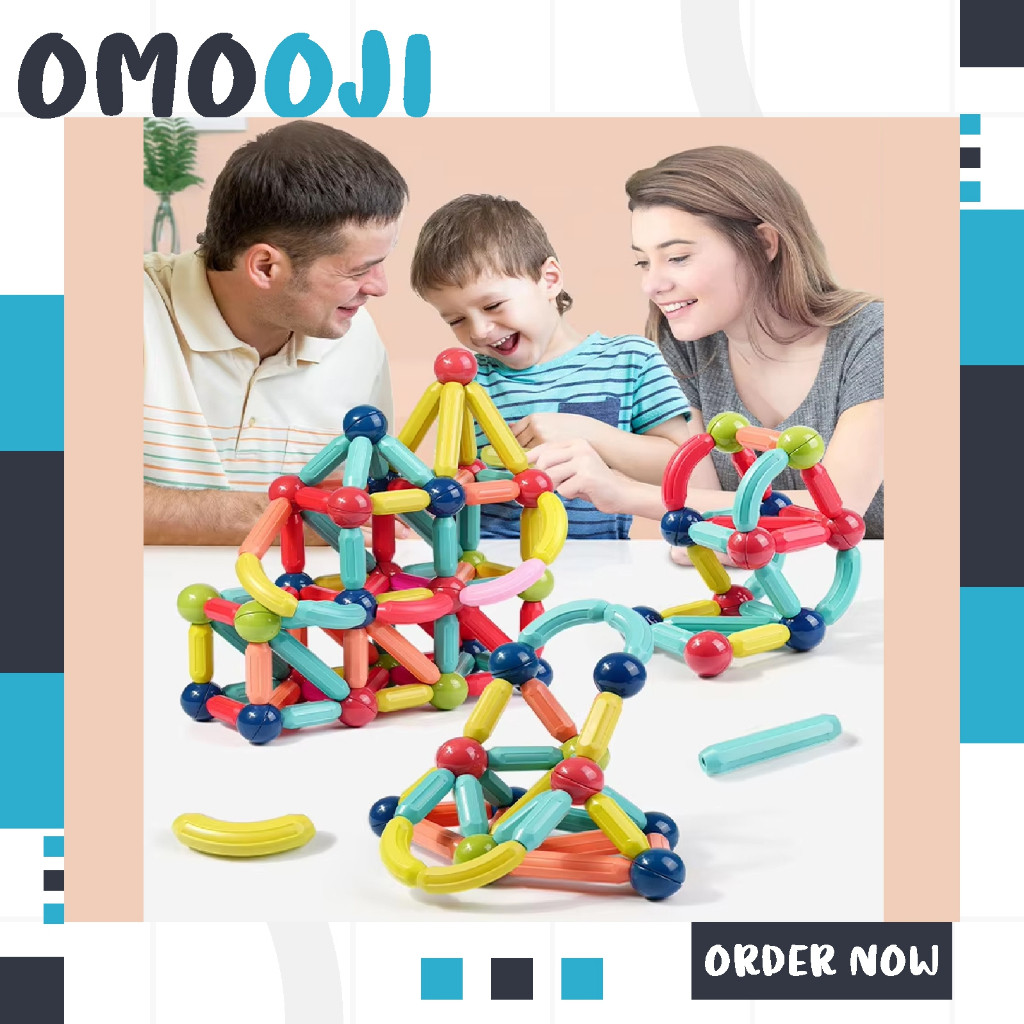 

Omooji - Mainan Edukasi Anak Puzzle Magnet Stick Balls 25/36/42/64 pcs T040