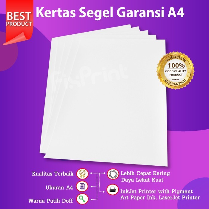 FixPrint Segel Pecah Telur Sticker A4 Lembaran Ukuran A4 Kertas Paper Sticker Garansi Premium Qualit