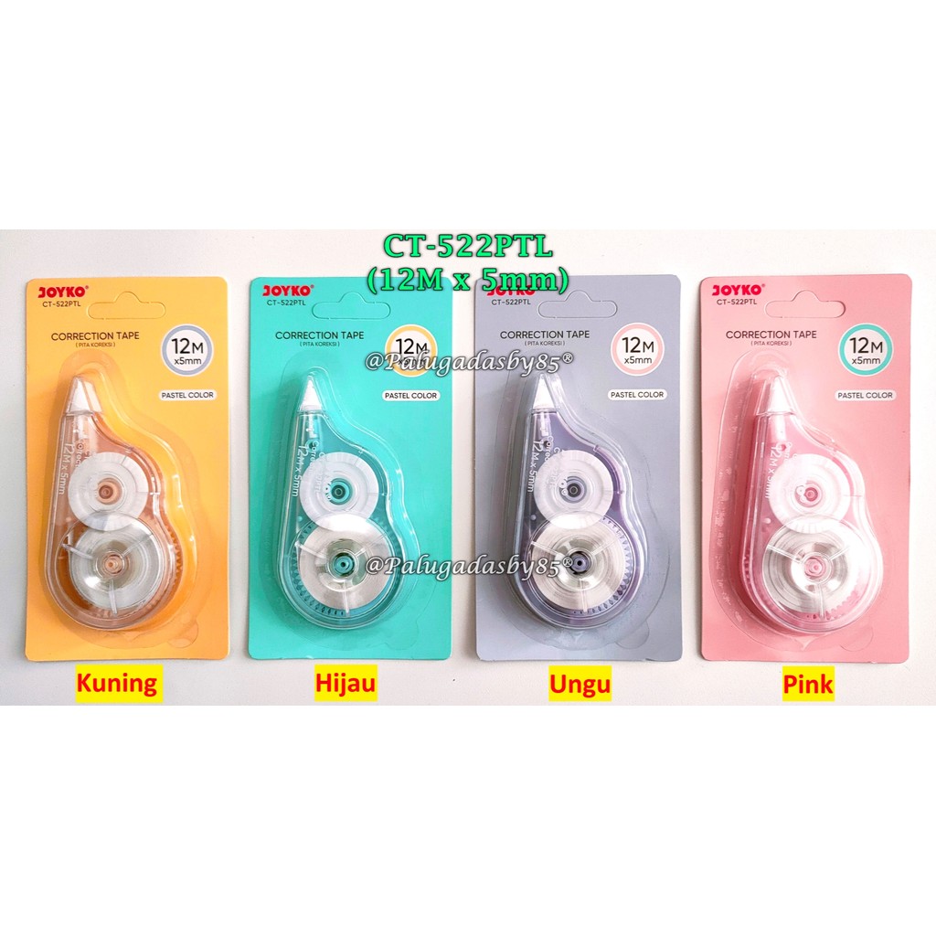 

(1 Biji) Correction Tape Joyko CT-522PTL Pastel Color (12 M x 5 mm) / Pita Koreksi Joyko CT-522PTL