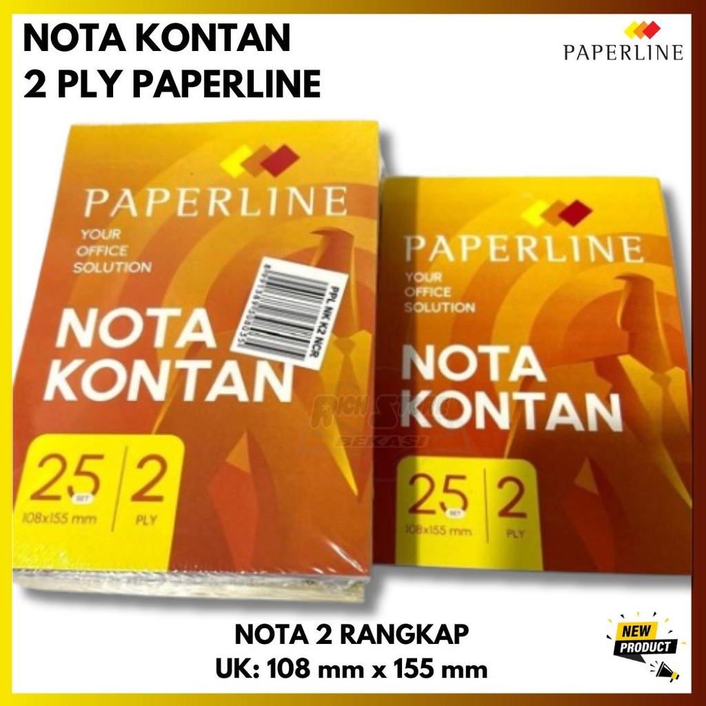 

NOTA KONTAN MERK PAPERLINE 2 PLY/2 RANGKAP UKURAN 108 MMX155 MM (KECIL)